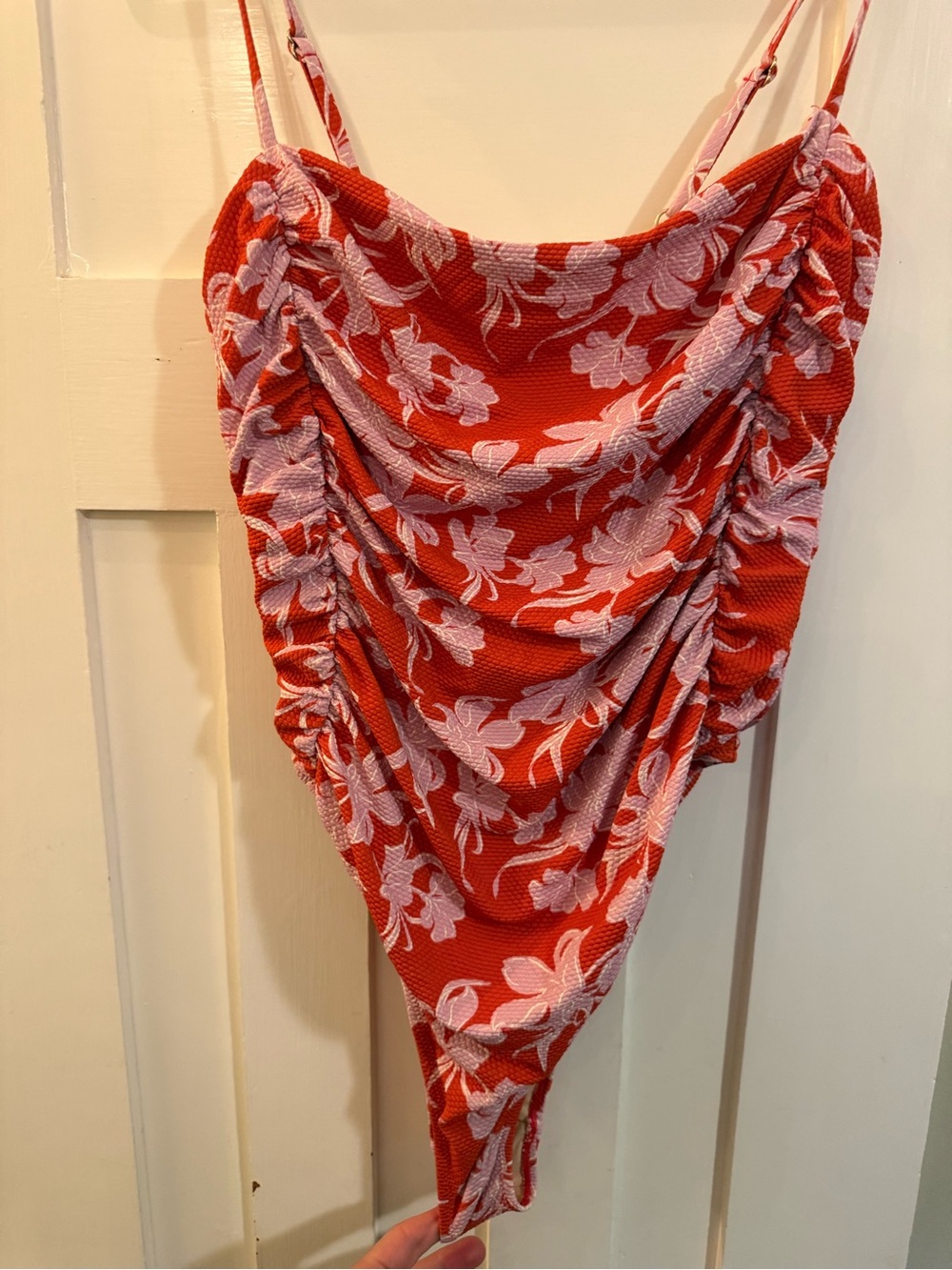 Red Floral Ruched RHYTH One-Piece Swimsuit - Picture 3 of 3